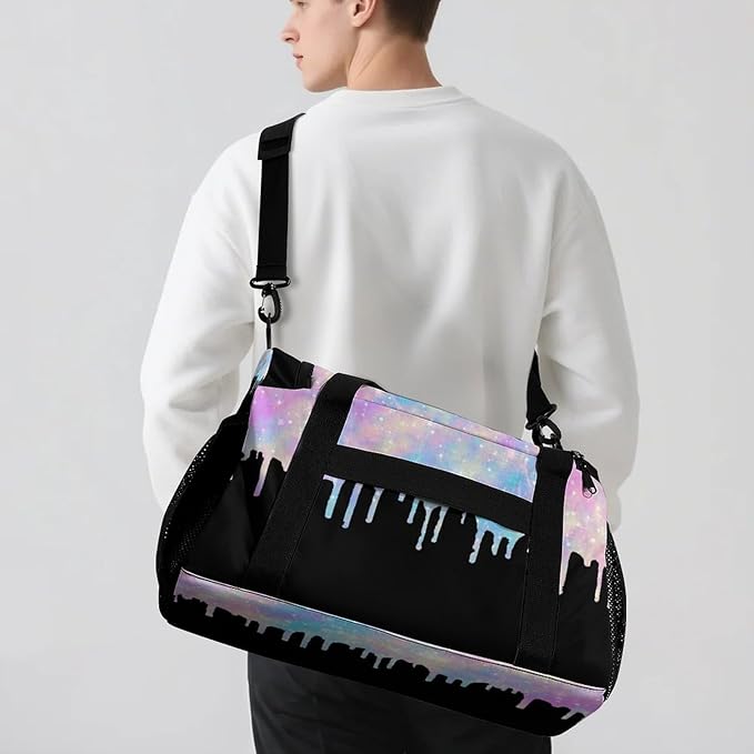 Personalized Colorful Glitter Sequin Print Starry Duffle Bag with Name for Women Man Tote Bag Custom Travel Perform Training Bag Gym Bags
