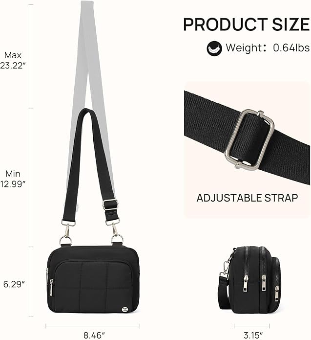 Telena 3-Zip Crossbody Bags for Women Anti Theft Cross Body Bag for Woman Travel Everyday Use