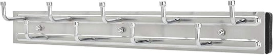 Rev-A-Shelf 14" Pull Out Closet Organization Rack for Belts, Ties and Scarves, Accessories Storage Hanger with Mounting Hardware, Chrome, BRC-14CR