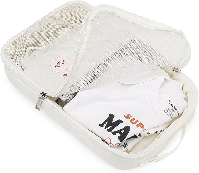 Baby Diaper Bag Organizer Pouches - 2 Pack Waterproof Pod Hanging Diaper Bag Cute Rabbit Bear Mesh Bag Reusable, Washable or Baby Cloth Diapers (Rabbit)