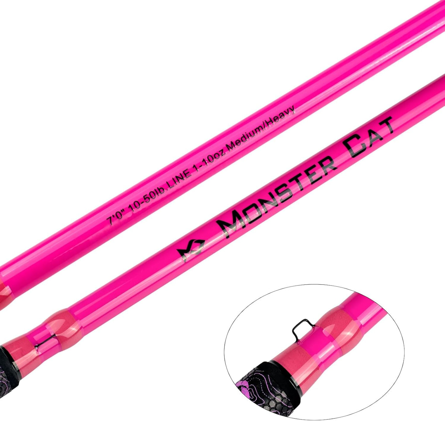 Monster Catfish Fishing Rod - 7' Medium Heavy, 1-Piece Glow in Dark Casting Rod, S-Glass & Carbon Graphite Blend, Durable EVA Foam Super Grip, Catfish Pole for Night Fishing