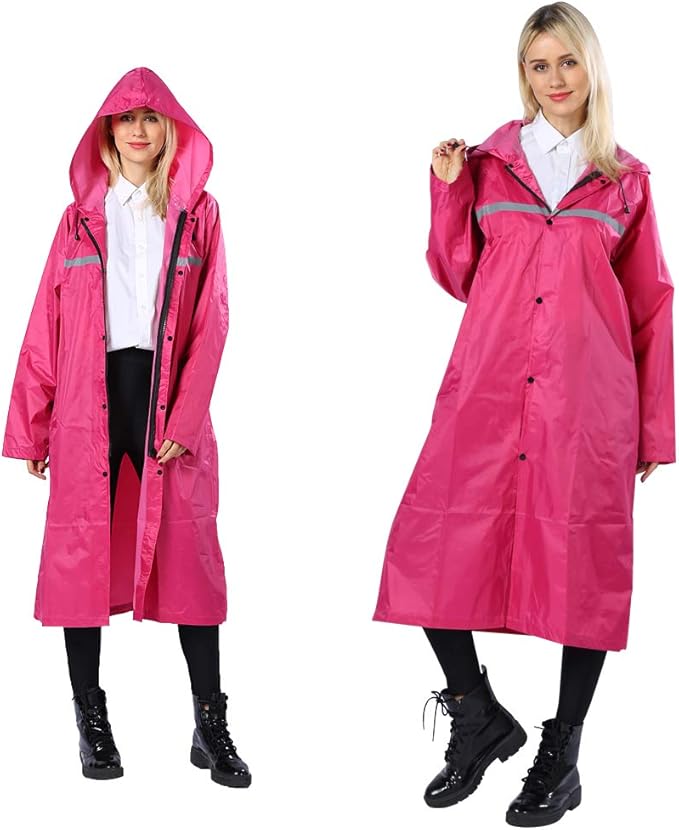 Pahajim Mens Raincoat with Hood Long Waterproof Ponchos Lightweight Rain Jacket for Women Adults
