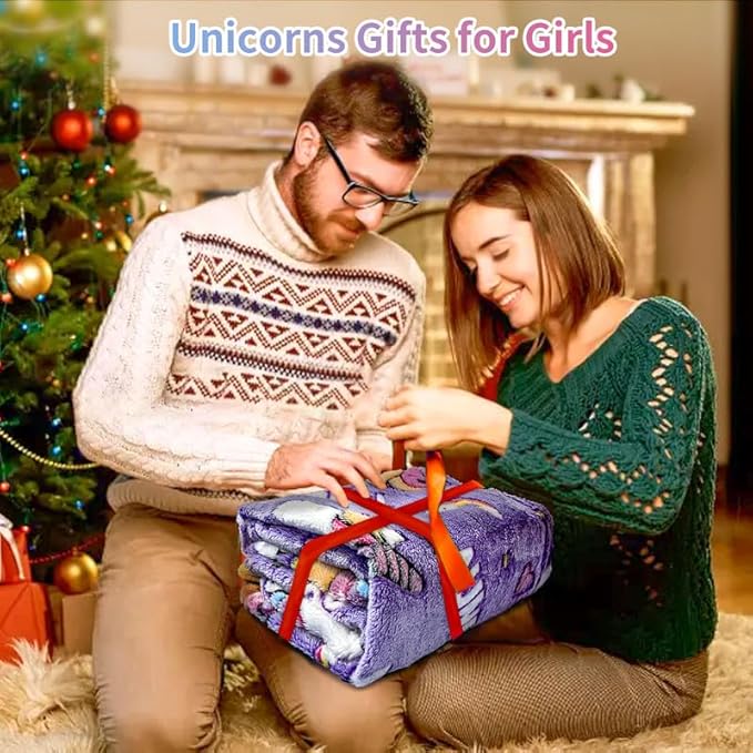 Unicorn Glow in Dark Blanket for Girls & Kids, Personalized for Baby/Toddler, Soft Fleece 40"x50"