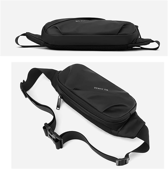 Waterproof Fanny Pack for Men & Women, Travel Fanny Pack Cross Body Sling Bag Crossbody Belt Bag Chest Anti Theft Waist Pack Purse Small for Outdoor, Cycling, Hiking, Running, Phone Holder-Black