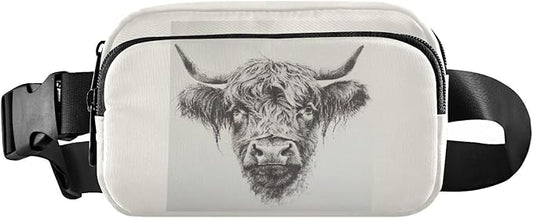 Scottish Highland Cow Fanny Pack for Women Men Water Resistant Fashion Waist Packs with Adjustable Strap Belt Bag for Travel Workout Jogging Hiking 21220037
