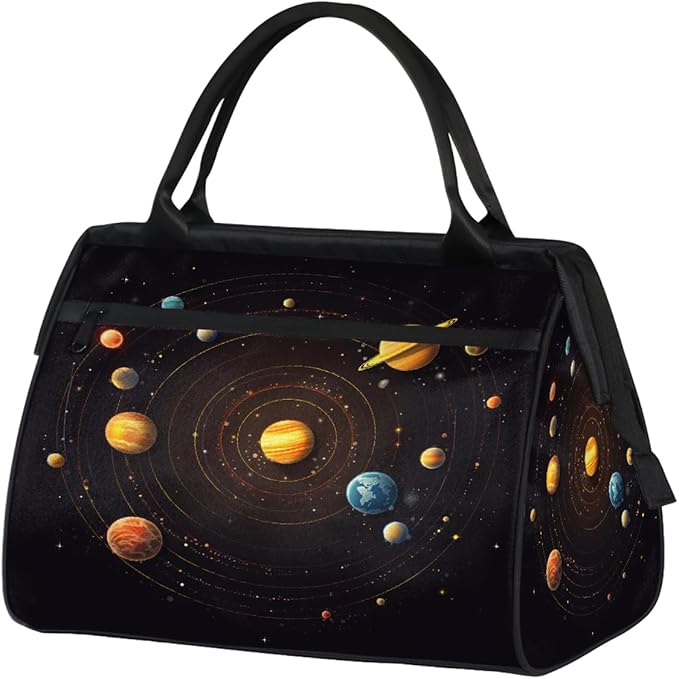 Gym Bag for Women Men, Solar System Sports Duffel Bags, Waterproof Travel Weekender Overnight Carry On Tote Bags for Travel Sports