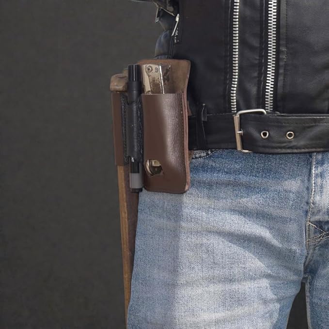 Leather Multitool Sheath with Belt Clip - Multitool Holster for Belt - EDC Belt Organizer Fits, Flashlight, Pen - Leather Pouch - Holder