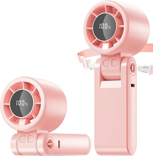 4 in 1 Portable Turbo Handheld Fan [15000 RPM], 5200mAh Battery, 12H Runtime, 3-in-1 180°Foldable Personal Fan, Turbo Tech Cooling for Outdoor, Travel, Work, Makeup