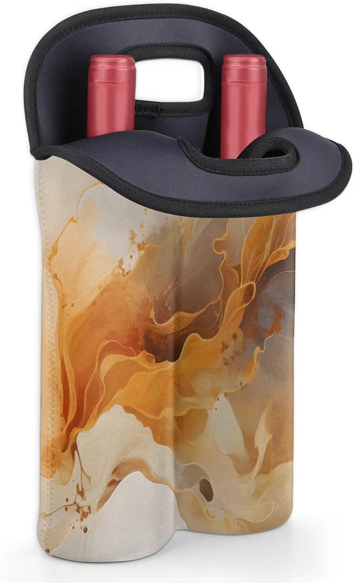Wine Carrier Tote Personalized Bag for 2 Bottles - Neoprene Wine Bottle Holder with Carry Handle, Wine Protective Bag Insulated Bag Beer Cans Water Bottle Holder for Travel Picnic,Style8