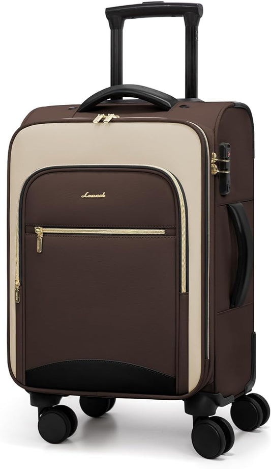 LOVEVOOK Carry On Luggage 22x14x9 Airline Approved, 20 Inch Softside Suitcases with Wheels, Lightweight Spinner Carry on Suitcase with TSA Lock, Water-Resistant Large Capacity Luggage for Travel