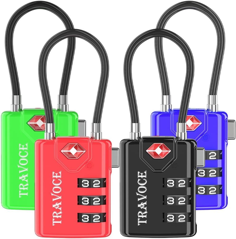 TSA Approved Luggage Locks, Travel Locks Which Also Work Great as Gym Locks, Toolbox Lock, Backpack and More 1,2,4,6 &10 pk (4 Colors)