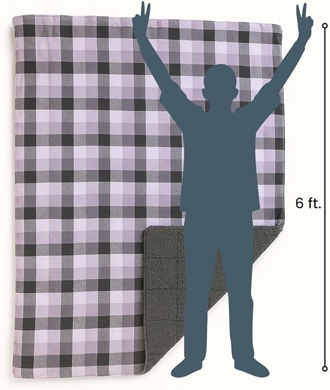 ROAM Weatherproof Sherpa Fleece Blanket - Durable Recycled Ripstop Exterior, Eco Insulation, Compact Travel Design, Machine Washable, All-Season Outdoor & Indoor Blanket, 75" x 52" (Stonebrook Plaid)