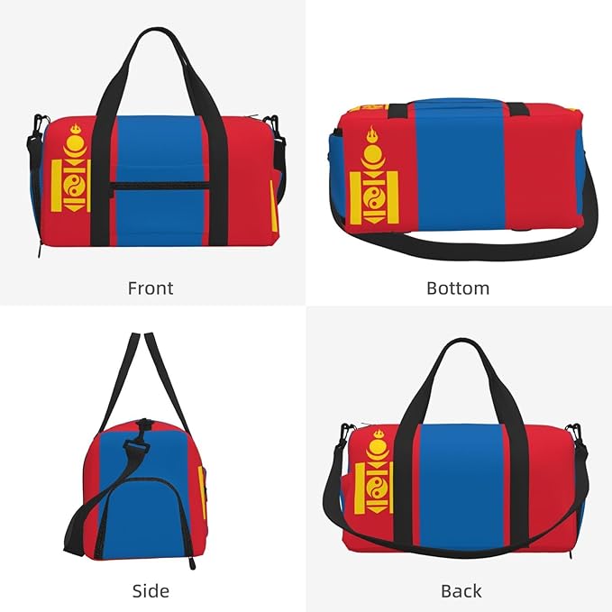 Mongolian flag Print Gym Bag with Shoe Compartment for Women Men, 17.7in Sports Duffle Weekender Tote, Overnight Travel Duffel Bag Carry On