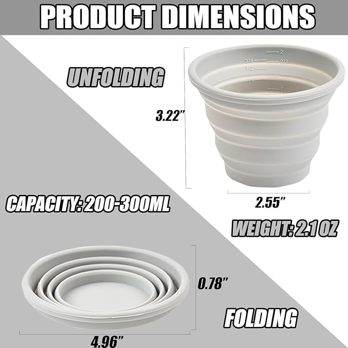 Silicone Collapsible Cups for Traveling, Reusable Folding Travel Cup, Small Portable Backpacking Camping Cup for Outdoor, 300ml, 1Pack