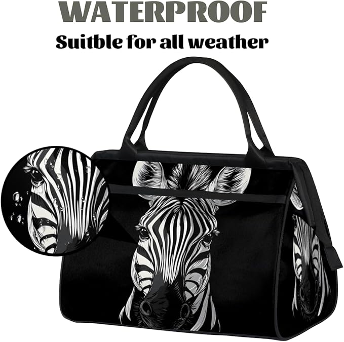 Zebra Overnight Weekender Bag for Women Men Travel Duffel Bags Waterproof Luggage Carry on Sports Yoga Gym Bag