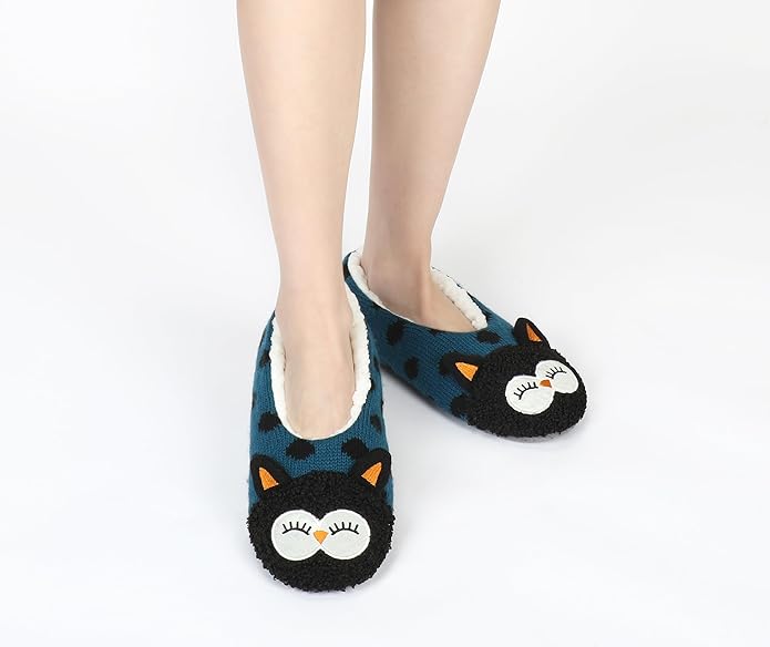 DICUIRD Womens Cute Animal Soft Sole Slipper Socks with Grippers-Fuzzy House Slippers