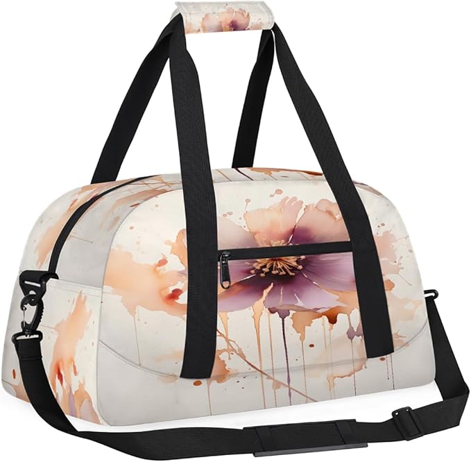 Poppy Ink Splash Sports Duffel Bags, Water-Resistant Gym Duffle Bag for Men Women, Lightweight Weekender Overnight Bag for Fitness, Workout, Travel