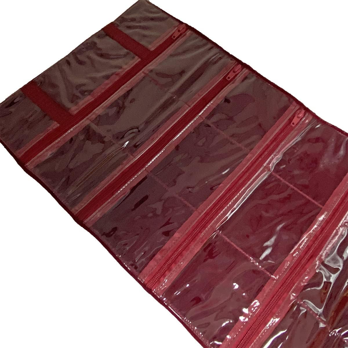 Travel Jewelry Roll Bag Portable Organizer Pouch With Grids&PVC Cover Storage Bags for Necklace, Bracelet, Bracelet,Ring, Badge, Pendant