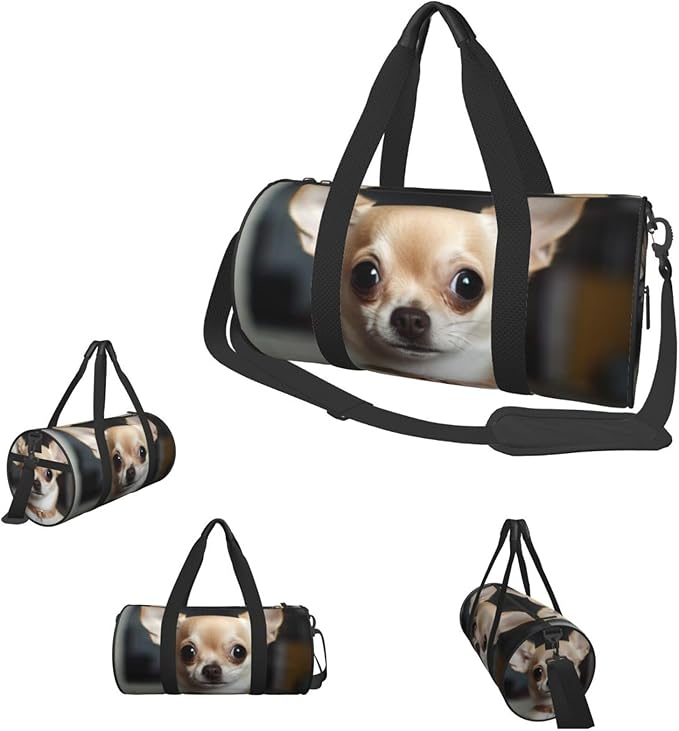 cute chihuahua Sports Gym Bag for Women Men Travel Duffel Bag Tote Weekender Bag Canvas Carry on Overnight Bag for Travel Swimming Fitness Workout Sports Duffle Bag