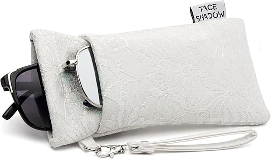 Face Shadow Double Glasses Case Soft Eyeglass Case For Women Men Squeeze Top Sunglasses Case With Cleaning Cloth