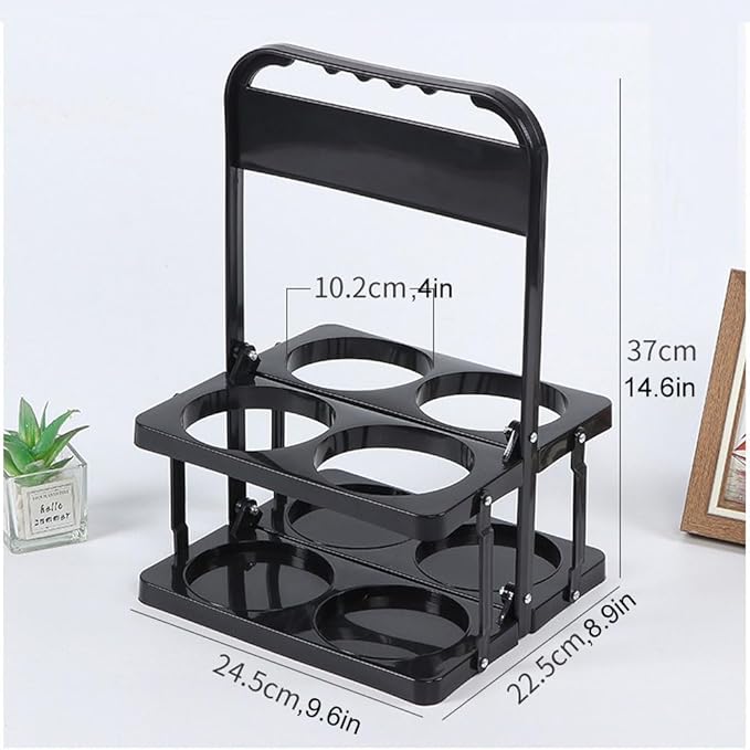Portable Drink Carrier,Reusable Beer Bottle Coffee Cup Holder,Beer Bottle Drink Caddy for Delivery,4 Holes Cup Holders with Handle for Catering Restaurant Travel Car,Black