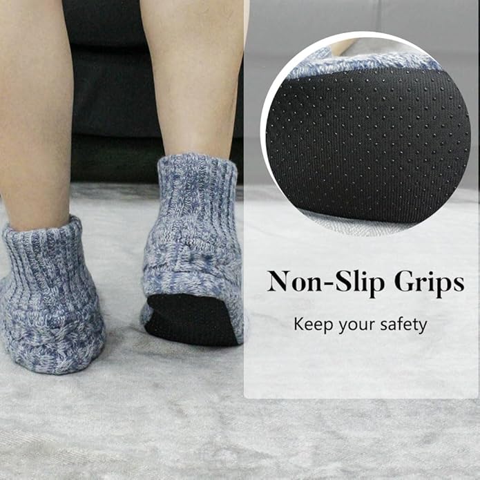 Mens Fuzzy Slipper Socks Soft Cozy Thick House Indoor Boot Sock Shoes with Anti-Skid Bottom Soles