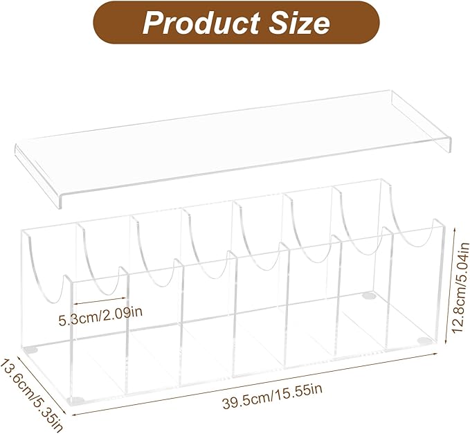 Belt Organizer, Acrylic Belt Storage Holder for Closet Drawer with 7 Compartments, Belt Holder Organizer with Dust Cover Box Holder, Clear Belts Display Case for Watch, Jewelry, Socks