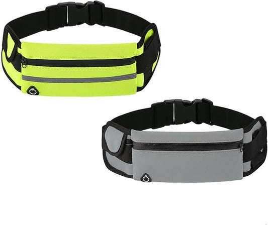 Anti-Theft Invisible Waist Bag, Money Belt for Travel with Hidden Compartment, Waterproof Slim Waist Pack for Phone Passport Cash, Running Cycling Hiking Fitness Security Belt Bag (Gray+Green)