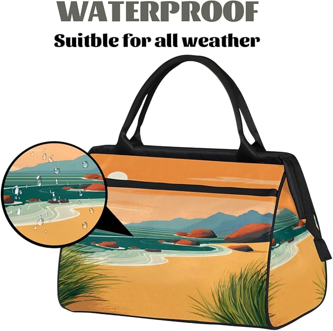 Summer Coastal Sea Waves Overnight Weekender Bag for Women Men Travel Duffel Bags Waterproof Luggage Carry on Sports Yoga Gym Bag