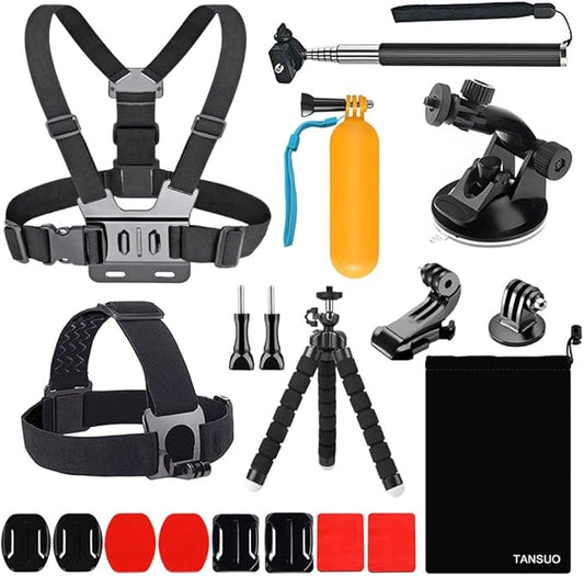 13-in-1 Accessories for Gopro, Action Camera Accessory Kit Compatible with GoPro Hero 13 12 11 10 9 8 Max 7 6 5 4 Black SJ4000 and Other Sports Cameras