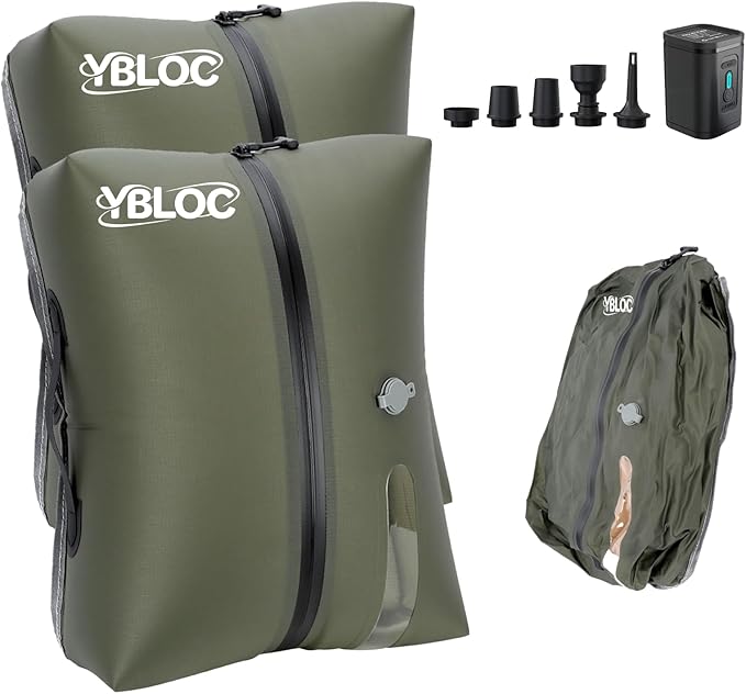 YBLOC Reusable Vacuum Travel Bags with Pump - 2-Pack 24L Space Saver Compression Bags, IP67 Waterproof & Durable TPU Vacuum Bags for Luggage, Carry-On & Travel Adventures(2 PC/24L+Pump)