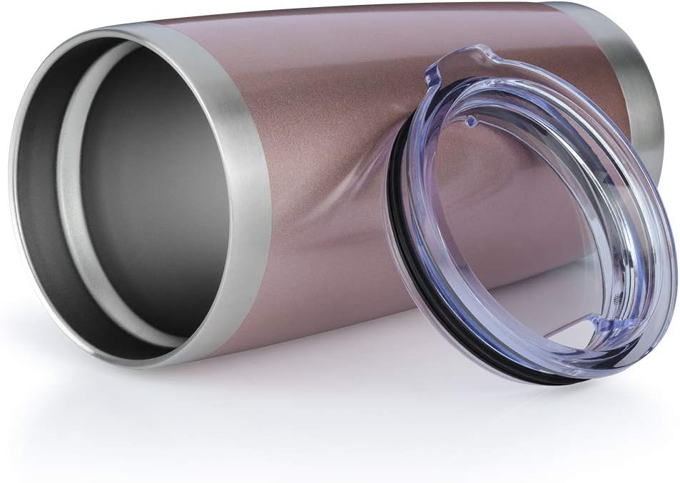 20oz Tumbler Bulk Stainless Steel Vacuum Insulated Tumblers with Lid Double Wall Travel Mug, Powder Coated Coffee Cup, Suitable for Ice Drinks and Hot Beverage (Rose gold 6pack)