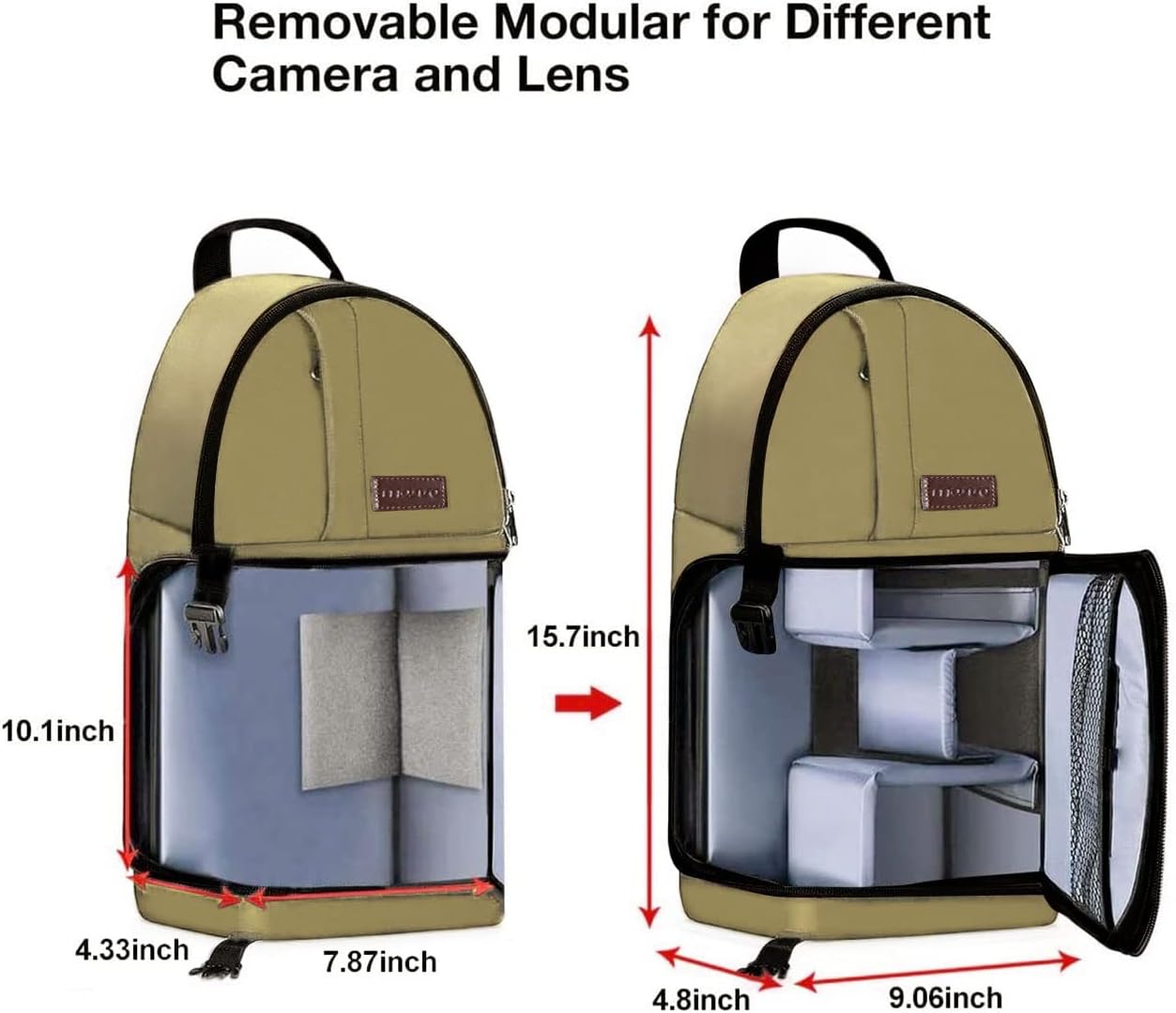 MOSISO Camera Sling Bag, DSLR/SLR/Mirrorless Camera Backpack Case Shockproof Photography Backpack with Tripod Holder & Removable Modular Inserts Compatible with Canon/Nikon/Sony/Fuji