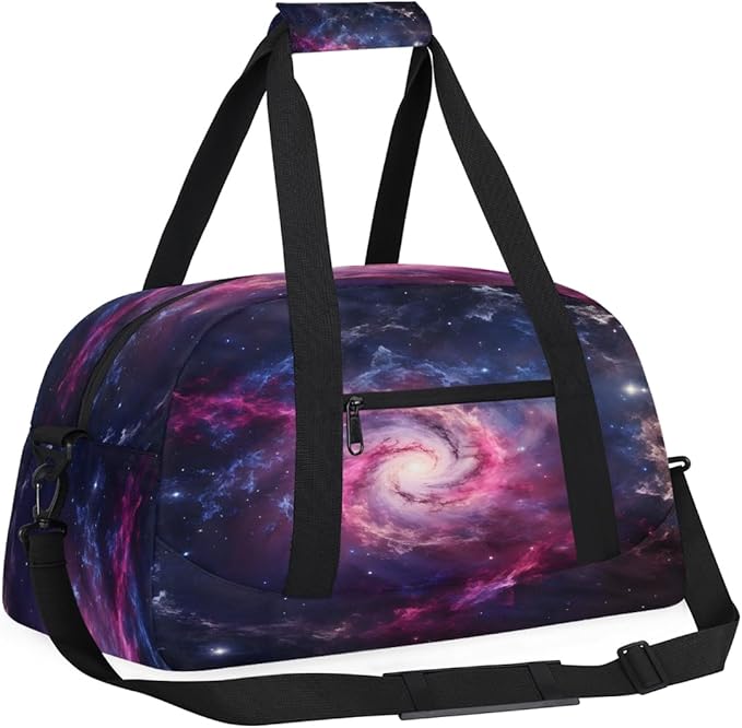 Travel Duffle Bag, Pink Purple Nebula Waterproof Weekender Overnight Bags for Women Men Lightweight Carry on Duffle Gym Bag for Travel, Sports, Fitness, Workout