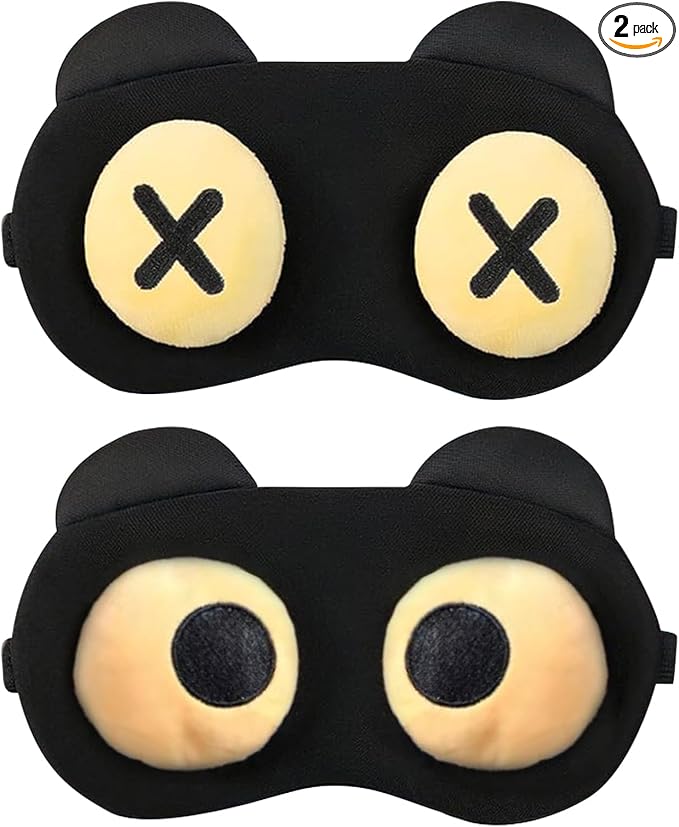 2PCS Cat Eye Sleep Mask for Sleeping, Soft Light Weight Eye Cover with Adjustable Strap,Funny Sleep Mask for Kids Women Men Travel Nap Blindfold Game