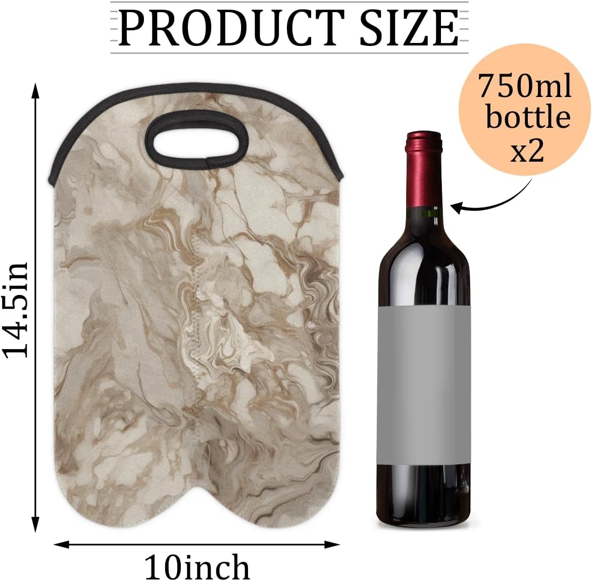 Wine Carrier Tote Personalized Bag for 2 Bottles - Neoprene Wine Bottle Holder with Carry Handle, Wine Protective Bag Insulated Bag Beer Cans Water Bottle Holder for Travel Picnic,Style1