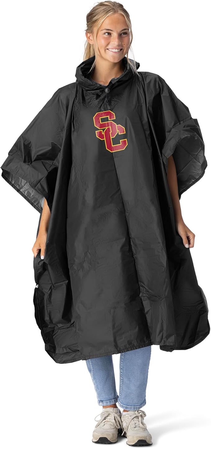 Northwest NCAA Lightweight Waterproof Pullover Poncho with Hood and Mesh Storage Bag, Compact Rain Gear for Hiking, Camping