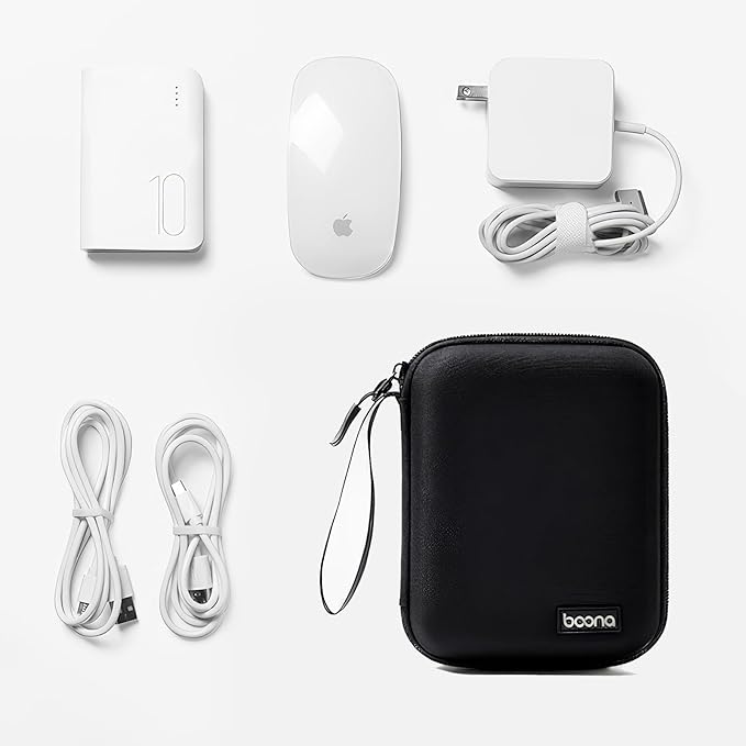 Charger Case for MacBook, Small Charger Organizer, Portable Pouch Travel Storage for Laptop Accessories, Waterproof for Magic Mouse, Power Bank,Charging Cords (Black)…