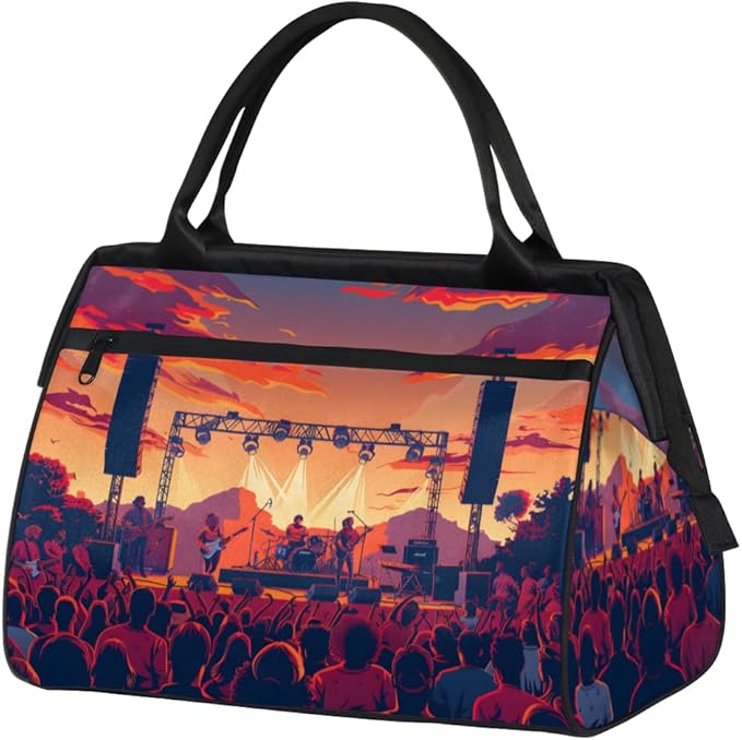 Music Festival Overnight Weekender Bag for Women Men Travel Duffel Bags Waterproof Luggage Carry on Sports Yoga Gym Bag