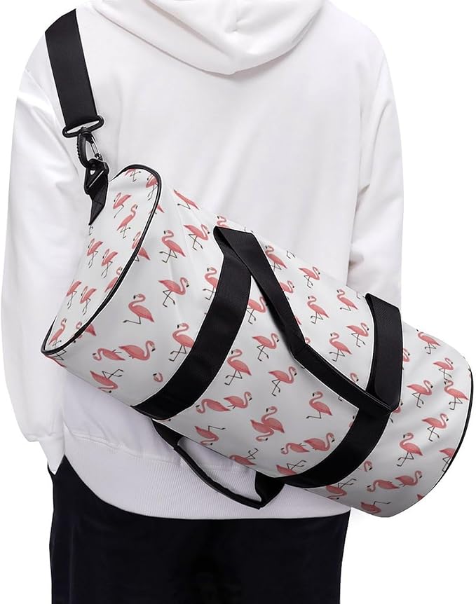 Gym Sports Travel Workout Bag Pink Flamingo White Dance Yoga Gymnastics Bag Basketball Football Weekender Bags for Men Women