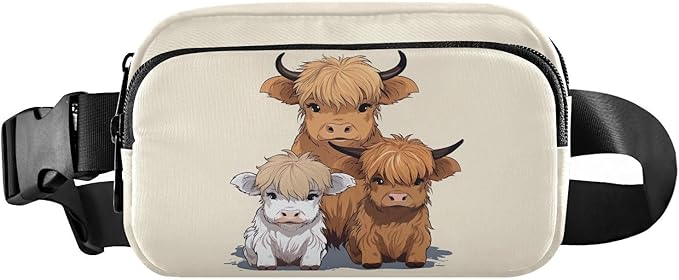 Highland Cow Highscottish Cattle Fanny Pack for Women Men Water Resistant Fashion Waist Packs with Adjustable Strap Belt Bag for Travel Workout Jogging Hiking 21218013