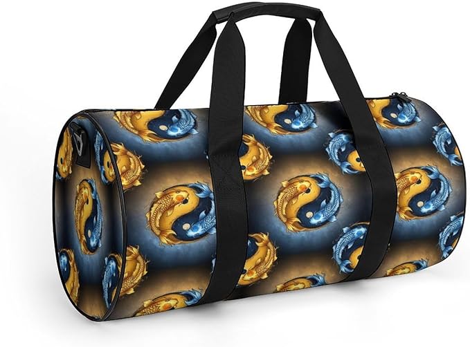 Foldable Gym Travel Bag KoiFish Fish Yin Yang Overnight Weekender Travel Bag Dance Sports Gymnastics Bags Unisex Overnight Bags