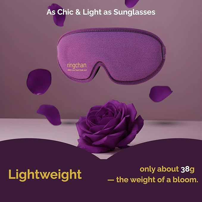 Meditation Eye Mask - 100% Blackout Sleep Masks for Women, Zero Eye Pressure - Nose Seal Eye Cover for Yoga Nidra, Naps & Travel, Adjustable Night Blindfold - Deep Lavender Purple