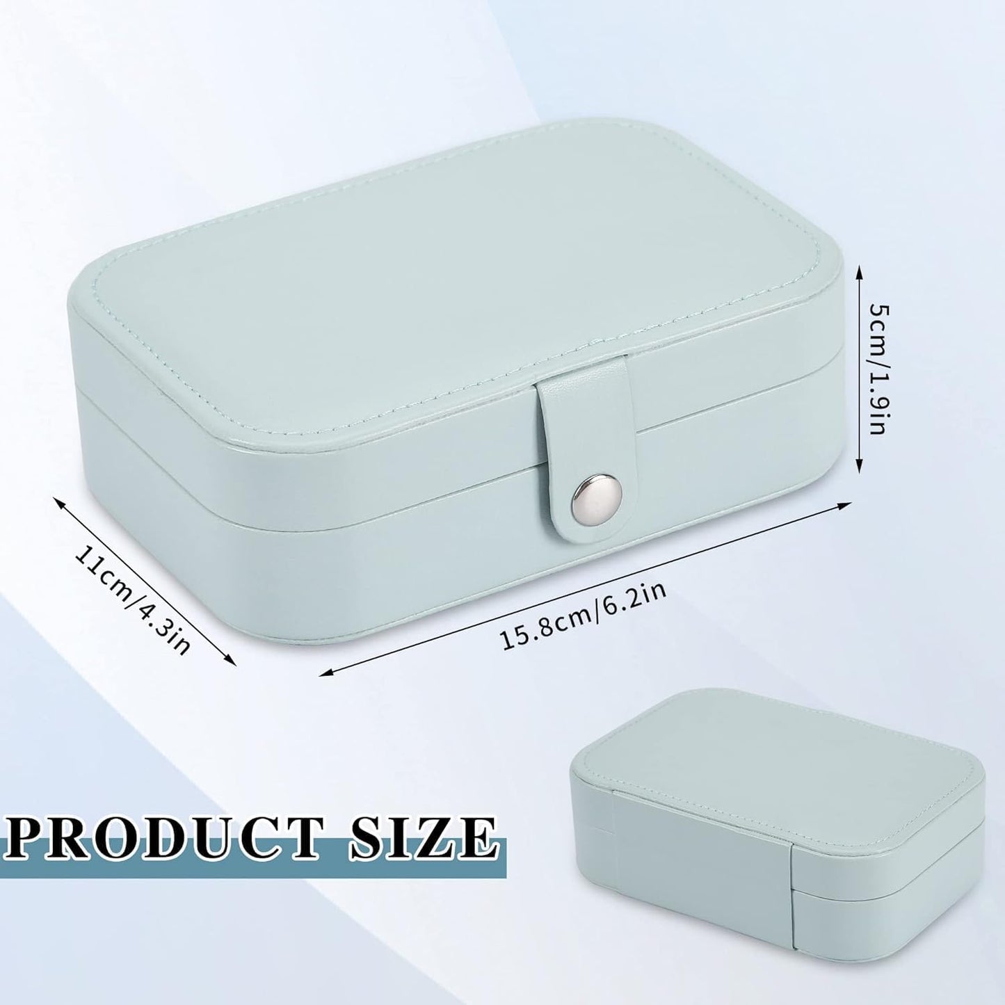 Travel Jewelry Box, PU leather Small Jewelry Organizer For Female Girls, double layer portable mini travel case for storing earrings, rings, necklaces.(blue 2pcs)