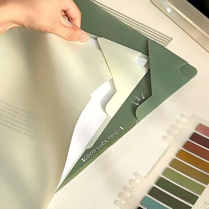 Green 5-Pack L-Shaped File Folder for Documents, Waterproof A4 Document Holders with Anti-Fall Flap, Plastic File Organizer,A4 Envelopes Filing Folder