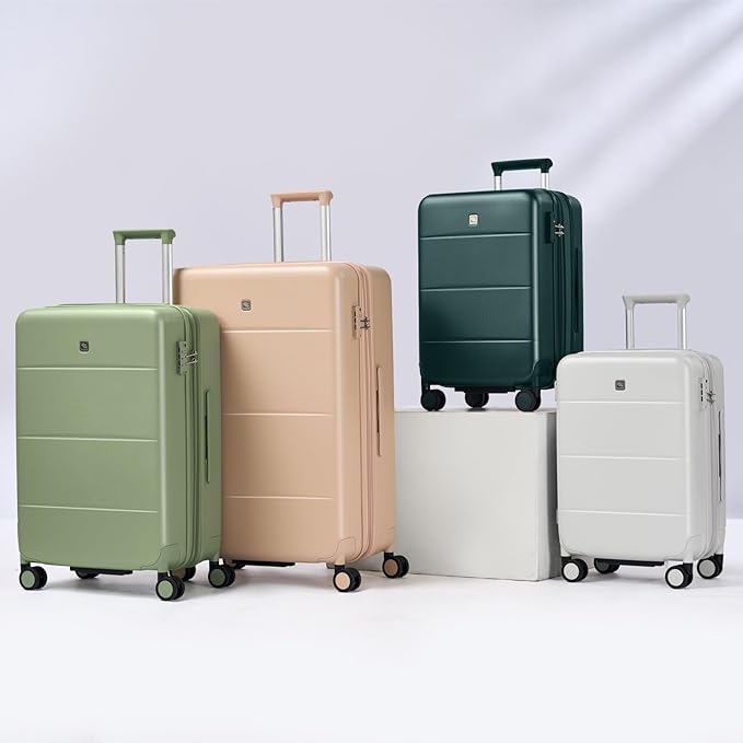 Hanke Expandable 24 Inch Luggage with Spinner Wheels, Hardside Medium Checked luggage, All-PC Hard Shell Suitcase, TSA Lock, Lightweight Checked-Medium (Bamboo Green, 76L)