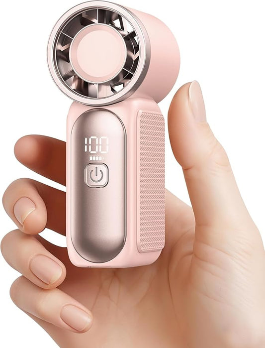 Gaiatop Portable Handheld Mini Fan, 6 Speeds 16900 RPM High Velocity Personal Fan with LED Display, USB Rechargeable, Mini Fan with Lanyard for Makeup, Travel, Outdoor Fan for Women Girl Gift, Pink