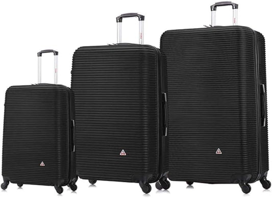 InUSA ROYAL Hardside Luggage Set with Spinner Wheel | Spacious Travel Suitcases with Ergonomic GEL Handle and Studs | (20/28/32) 3 Piece Luggage Set | Black