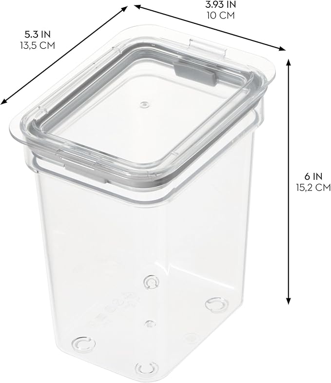 iDesign Small Tall Dry Goods Storage Bin, The Fresh Collection – 3.93" L x 5.3” W x 6” H, Clear Bin