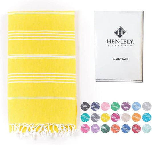 Hencely Turkish Beach Towel 37x68 Oversized, Sand-Free, Quick-Dry, Lightweight - Travel Essential for Pool & Bath - Striped 100% Cotton Bathroom Towels Accessories Gift (Blonde)